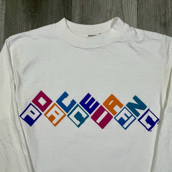 Vintage 90s Ocean Pacific Colorful Box Spellout Size Small Long Sleeve Shirt - Picture 3 of 5